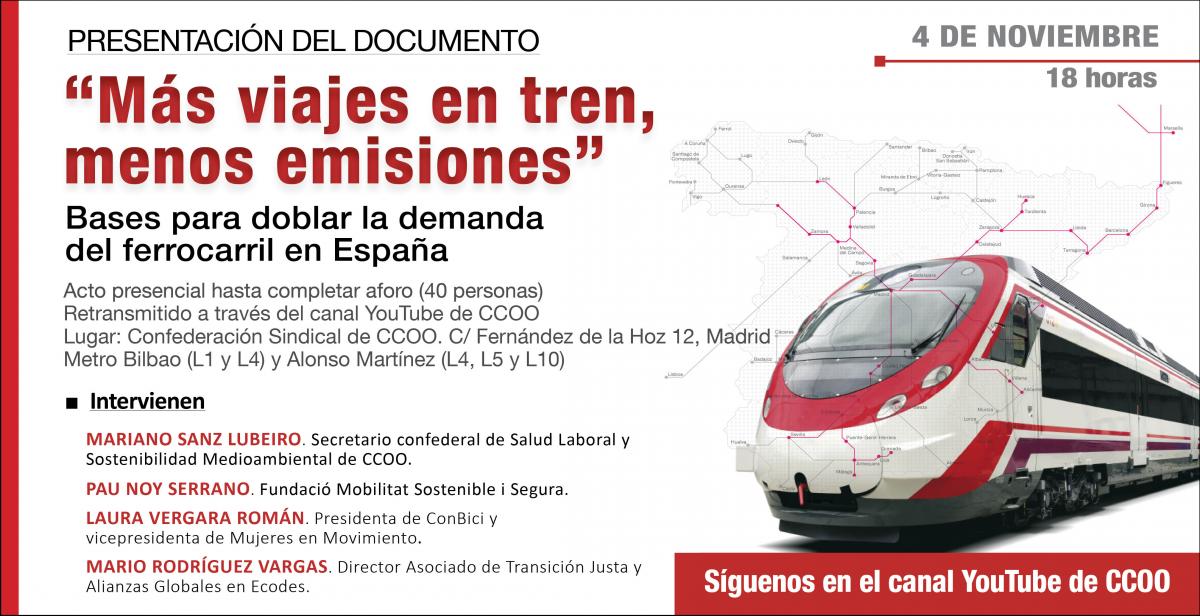 Ms viajes en tren, menos emisiones. Bases para doblar el nmero de viajeros por ferrocarril en Espaa